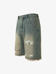 Gradient Washed Raw Edge Jorts