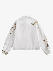 Thesupermade American Retro Lace Patchwork Denim Jacket