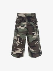 Retro Camouflage Whisker Raw Edge Cropped Shorts