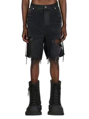 Retro Whisker Raw Edge Denim Shorts