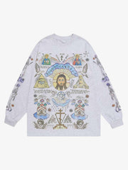 Thesupermade American High Street Graffiti Long Sleeve T-Shirt