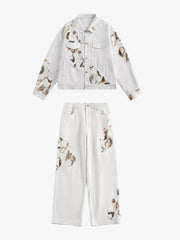 Thesupermade American Retro Lace Patchwork Denim Jacket