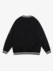 Street V-Neck Baseball-Inspired Sweatshirt