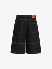 Contrast Stitched Patch Pocket Denim Jorts