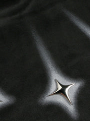 Thesupermade Metal Button Multi Zipper Suede Fleece Sweatshirt