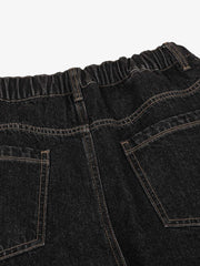 Patchwork Plaid Pleated Baggy Barrel Jeans - 2334