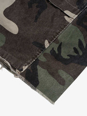 Retro Camouflage Whisker Raw Edge Cropped Shorts