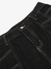 Contrast Stitched Patch Pocket Denim Jorts