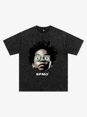Original Distressed Washed Dollar Boy Print T-Shirt