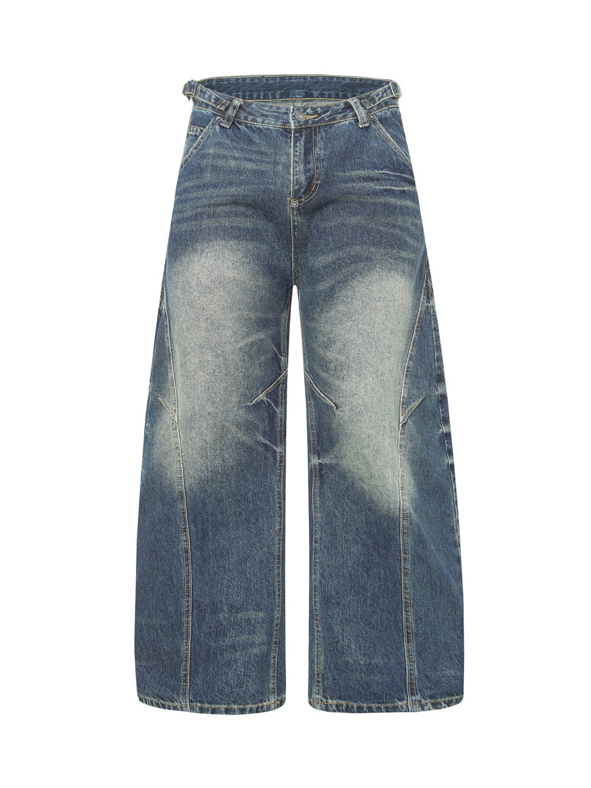 Washed Distressed Deconstructed Pleated Scimitar Jorts