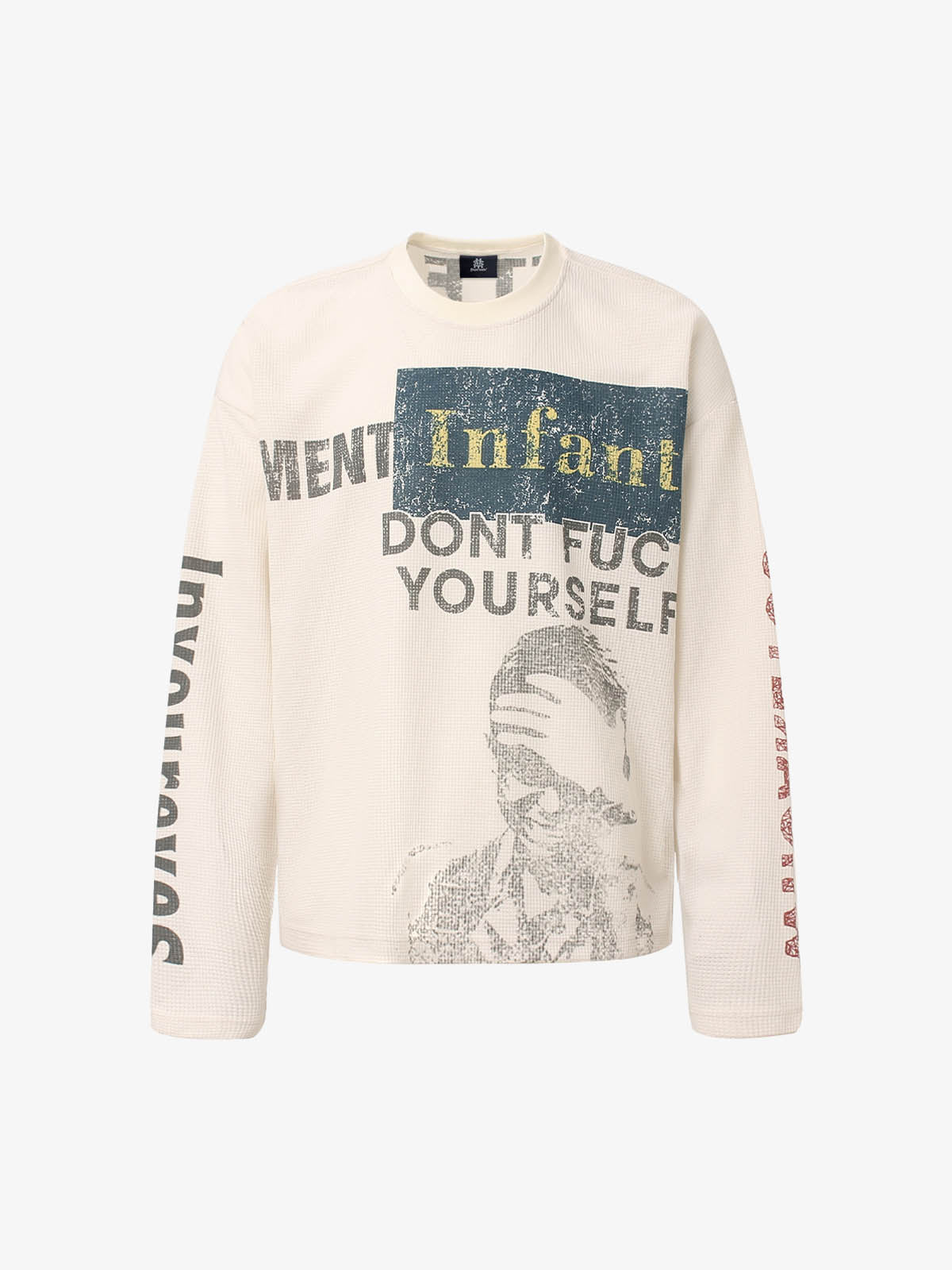 Retro Portrait Letter Print Long-sleeved T-shirt
