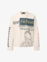 Retro Portrait Letter Print Long-sleeved T-shirt