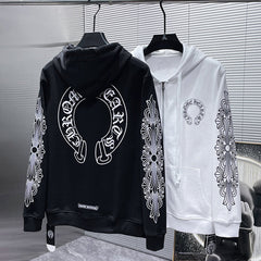 Chrome Hearts Horseshoe Floral Zip Up Hoodie