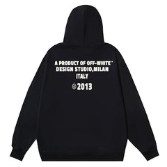 Off White Black Hoodie With Srystal Print