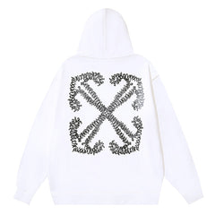 Off White Cotton Arrow Skate Hoodie