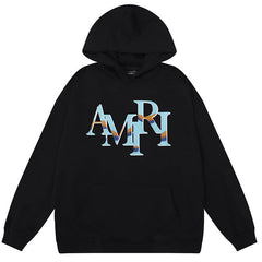 AMIRl Street Style Long Sleeves Plain Cotton Logo Hoodies