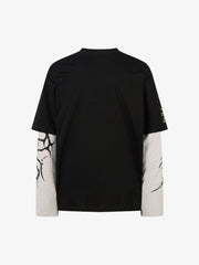 Hip-Hop Punk Faux Two-Piece Long-Sleeved T-Shirt - 2457