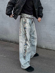 Multi-Keychain Heart Digital Printed Jeans