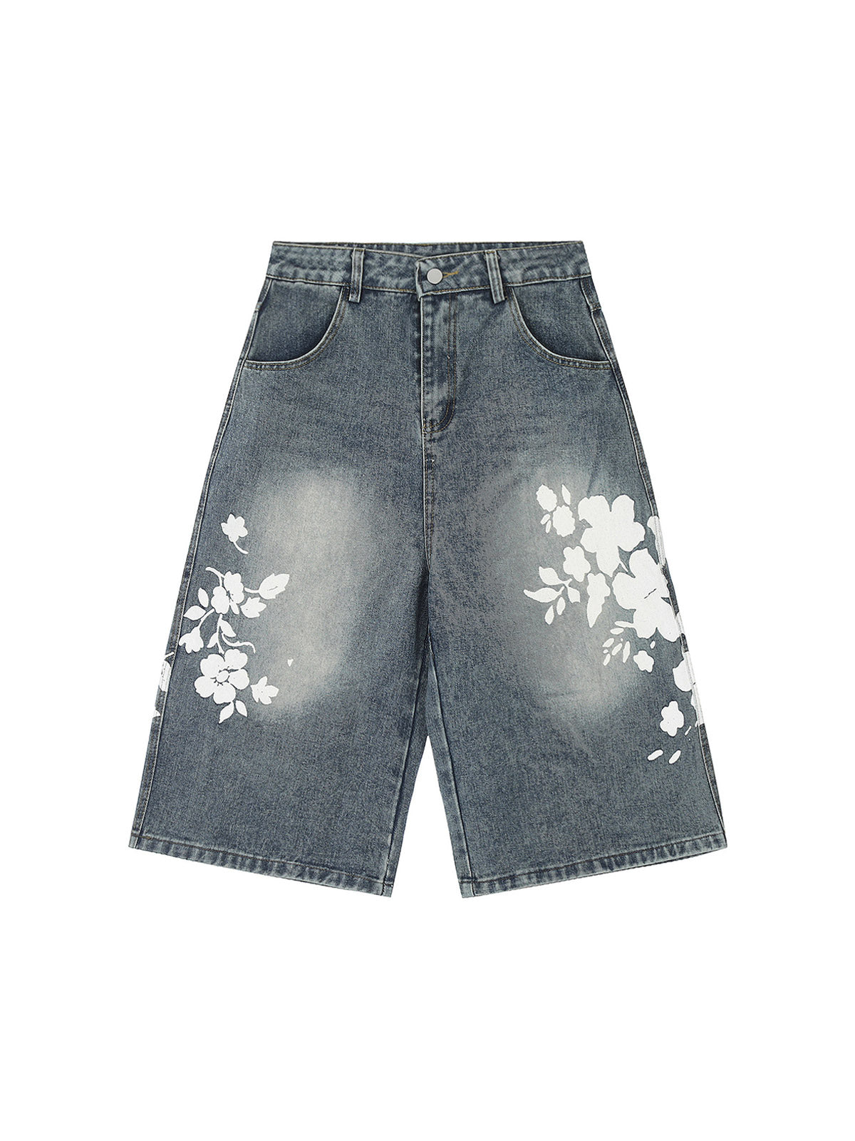 Floral Print Denim Shorts