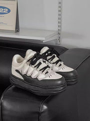 Black And White Platform Sneakers - 2449