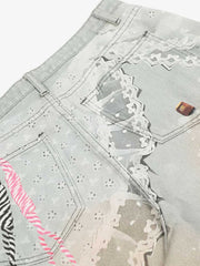 Retro 3D Fun Doll Print Washed Baggy Jeans