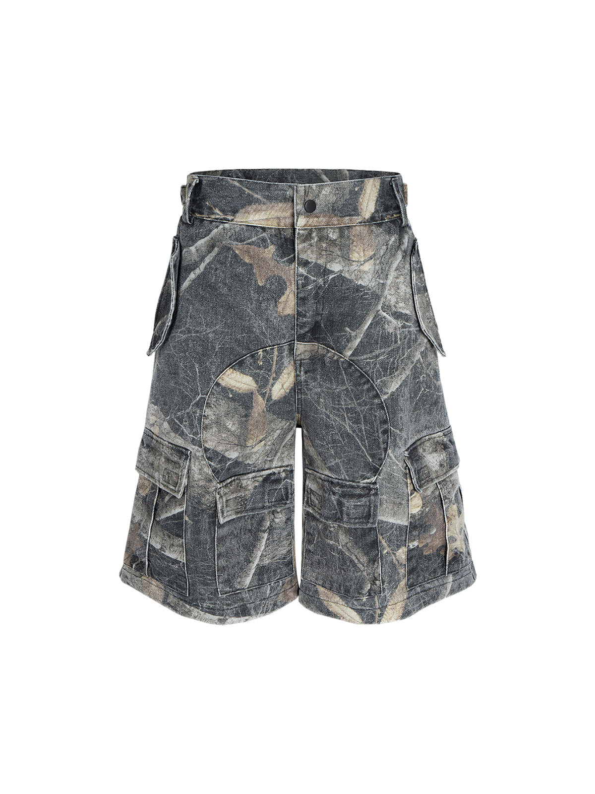 Buckle Waist Camouflage Denim Jorts