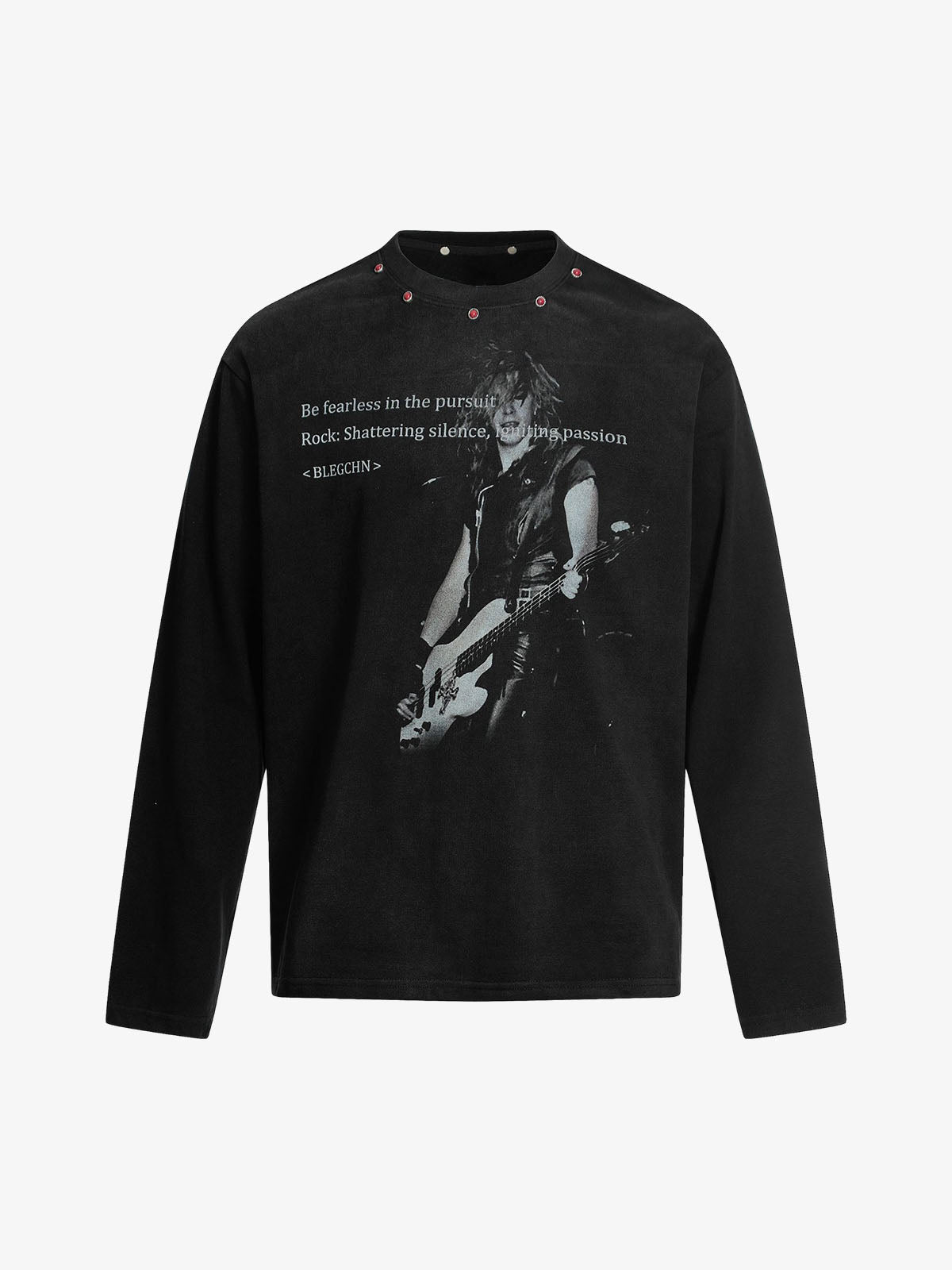 American Retro Rivet Design Street Hip-hop Long Sleeves T-shirt