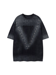 Oversized Cross and Studed T-Shirt