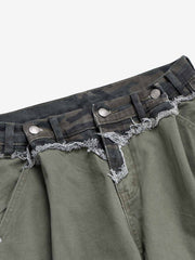 Camouflage Patchwork Whisker Baggy Jeans