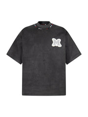 Embroidered Neckline Oversized T-Shirt