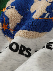 Retro 3D Flocking Embroidered Stars and Earth Hoodie
