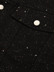 Distressed Sequin Design Denim Jacket