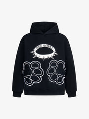 Retro Cat Collar Pocket Hoodie