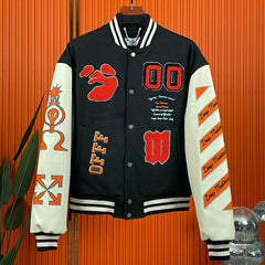 Off-White Embroidered Baseball Paneled Jacket