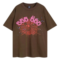 Sp5der 555555 Angel Number T-Shirt Brown