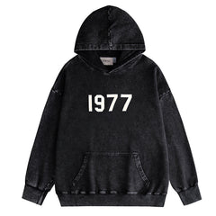 Flocking Washed Distressed Hoodies