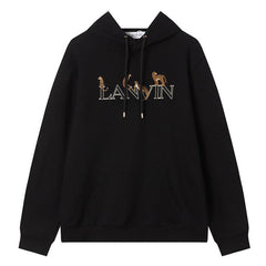 Lanvin Logo Embroidered Cotton Hooded Sweatshirt