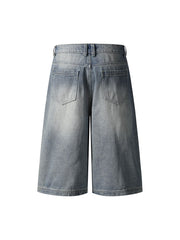 Vintage Patchwork Raw Edge Cropped Jort