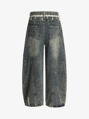 Vintage Washed Ripped Scimitar Jeans