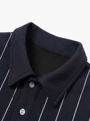 Faux Two-piece Vertical Striped POLO Shirt T-shirt