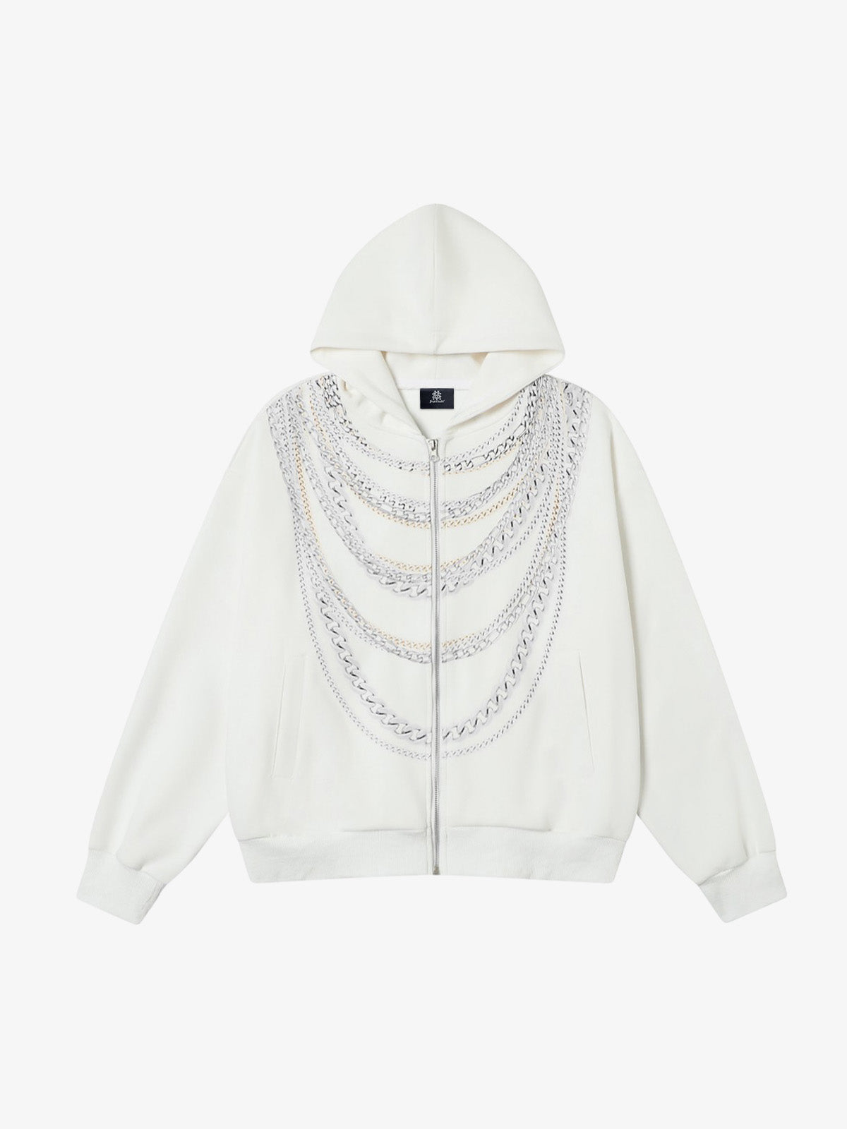 Retro Digital Chain Print Cardigan Zipper Hooded Sweatshirt