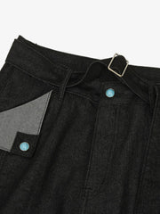 Belted Cut-out Pocket Scimitar Jeans