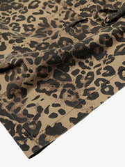 Retro Cheetah Print Pocket Drawstring Cropped Jorts
