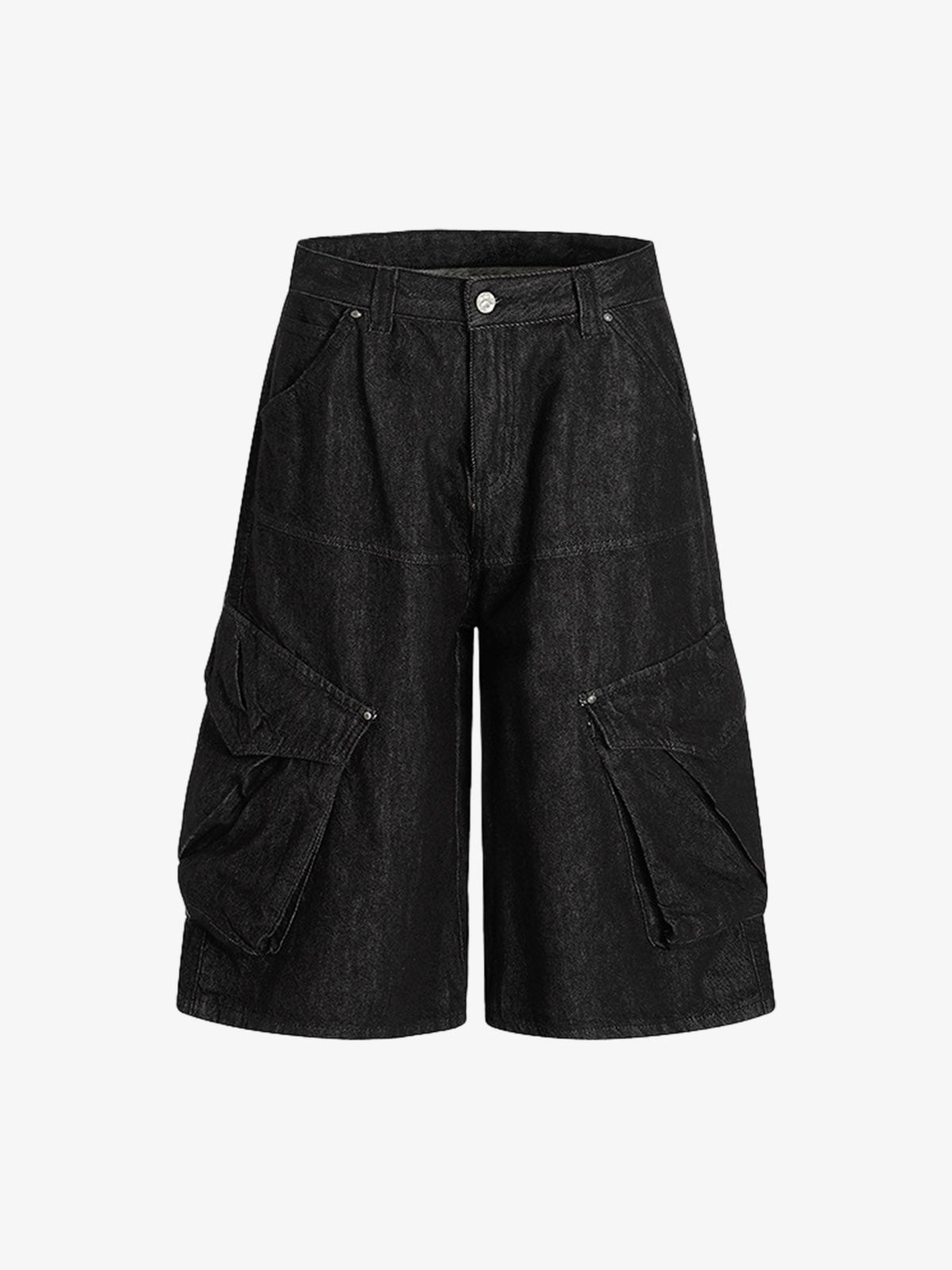 Retro Drape Baggy Straight Workwear Denim Shorts