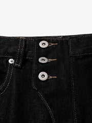 Reverse-Stitched Multi-Button Jeans