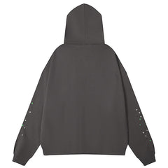 Sp5der Green Foam Printing High Weight Hoodie-Grey #8209