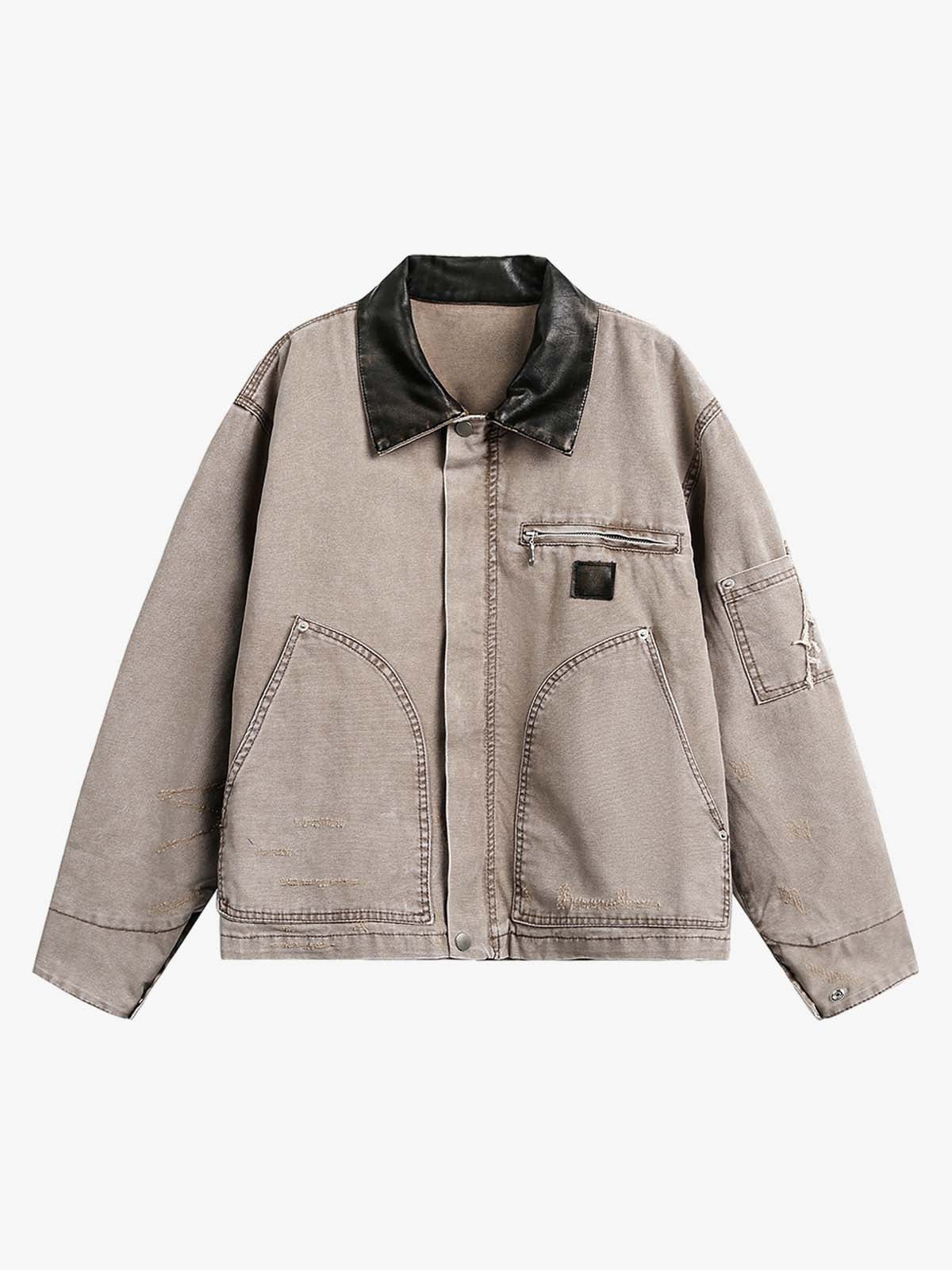 Vintage Washed Workwear Lapel Detroit Jacket