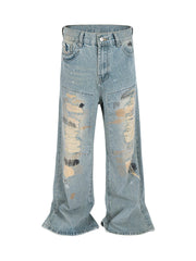 Ripped Distressed Baggy Flare Jeans - 2432