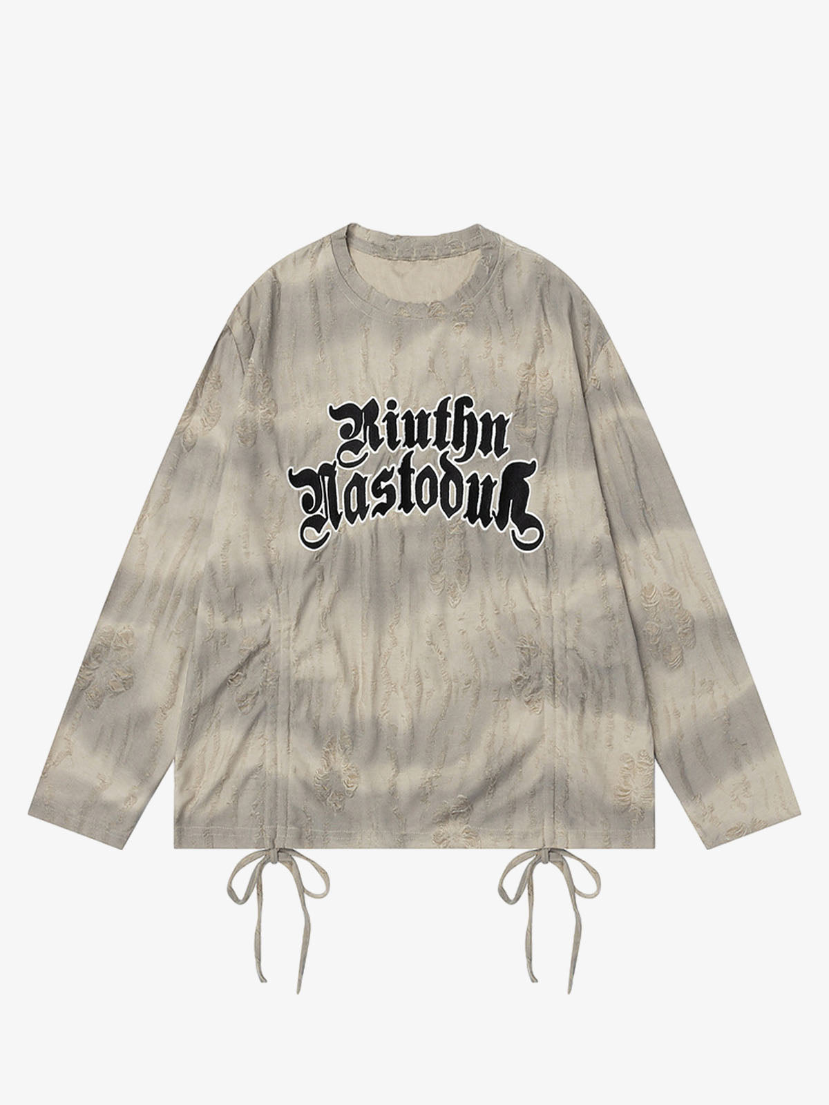 Lazy Drawstring Letter Hole T-shirt