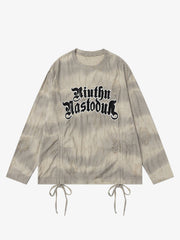 Lazy Drawstring Letter Hole T-shirt